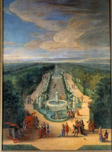 Udsigt over lunden i Galerie des Antiques i Versailles haver Maleri af Jean-Baptiste Martin (den Ældre) (1659-1735) Omkring 1688 Søn. 2x1,4 m Versailles, musee du chateau