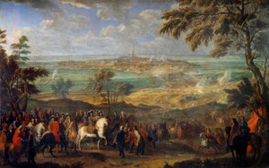 Augsburgs Ligakrig (1689-1697): "" Tilfangetagelse af byen Mons af Ludvig XIV (1638-1715) den 9/04/1691"" Maleri af Jean Baptiste Martin den Ældre (1659-1735) Søn. 2,6x3,2 m