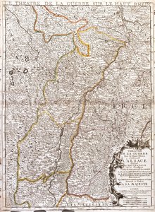 Kort over Alsace (Frankrig) (Gravering af Jean Baptiste Nolin