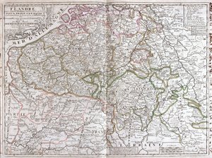 Kort over Belgien (gravering af Jean Baptiste Nolin