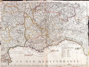 Kort over Dauphine og Provence (Frankrig) (Gravering af Jean Baptiste Nolin