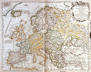 Kort over Europa af Jean Baptiste Nolin