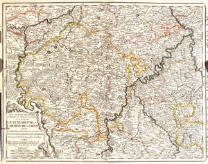Kort over Luxembourg og bispedømmet Treves (Tyskland) (gravering af Jean Baptiste Nolin