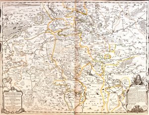 Kort over området i Nancy (Frankrig) (Gravering af Jean Baptiste Nolin