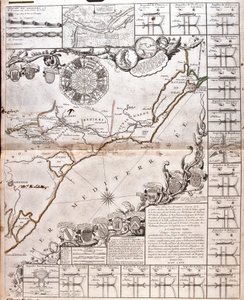 Kort over Canal du Midi med dens akvædukter (gravering af Jean Baptiste Nolin