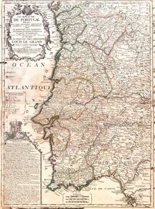 Kort over kongeriget Portugal (gravering af Jean Baptiste Nolin