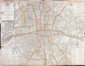 Rutekort over Paris og dets forstæder af Jean Baptiste Nolin
