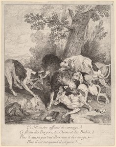 En ulv angrebet af hunde af Jean Baptiste Oudry