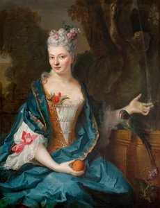 Fransk: Dame assise dans un jardin af Jean Baptiste Oudry