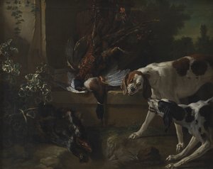 Hunde med vilde fugle og vildt af Jean Baptiste Oudry