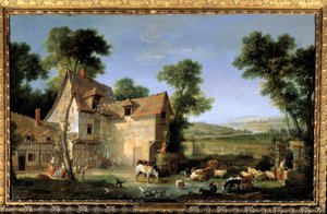 Gårdmaleriet af Jean Baptiste Oudry (1686-1755) 1750 søn. 1,3x2,12m af Jean Baptiste Oudry