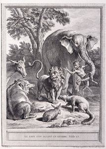 Løven går i krig, ca. 1755-1759 af Jean Baptiste Oudry