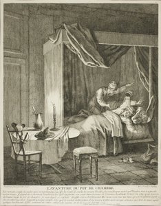 The Adventure of the Chamber Pot, planche fire fra Scènes du Roman Comique af Jean Baptiste Oudry