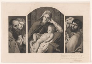 Triptykon: Maria med Kristus på skødet og to grupper af to apostle af Jean Baptiste Pierre Michiels (signed by artist)