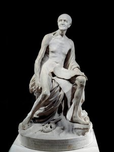 Francois-Marie Arouet dit Voltaire nu (1694-1778) Marmorskulptur af Jean-Baptiste Pigalle (1714-1785) 1776 Søn. 1,5 m Paris, Louvre-museet