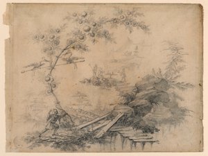 Tegning, Chinoiserie-fantasi, ca. 1780 af Jean Baptiste Pillement