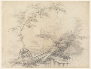 Tegning, Chinoiserie-fantasi, ca. 1780 af Jean Baptiste Pillement