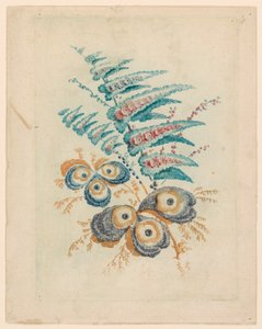 Fantastisk blomstermotiv fra Nouvelle Suitete de Cahiers de Fleurs Idéales af Jean Baptiste Pillement