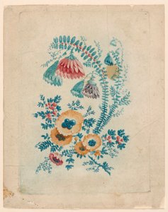 Fantastisk blomstermotiv fra "New Suite of Ideal Flower Notebooks" af Jean Baptiste Pillement