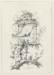 Ornamental sammensætning i chinoiserie stil Chinoiserie-stil dekorative designs til Deuxième Cahier de six Baraques Chinoises (serietitel) af Jean Baptiste Pillement
