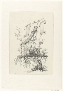 Ornamental sammensætning i chinoiserie stil Ornamentale designs i chinoiserie-stil til Deuxième Cahier de six Baraques Chinoises (serietitel) af Jean Baptiste Pillement