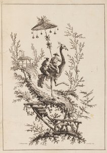 Struds Rirders, Tallerken fra et sæt Chinoiserie-repræsentationer af Jean Baptiste Pillement