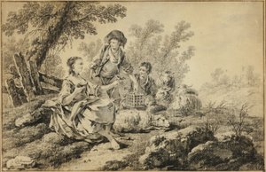 Pastoral Scene af Jean Baptiste Pillement