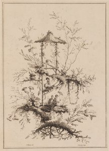 Tallerken fra et sæt Chinoiserie-repræsentationer af Jean Baptiste Pillement