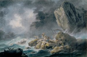 Storm og skibsvrag af Jean Baptiste Pillement