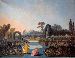 Udsigt over Benficas haver i Lissabon Maleri af Jean Pillement (1728-1808) 1785 Paris, dekorativ kunst