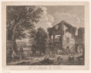Udsigt over omgivelserne i Napoli Vüe ​​​​des Environs de Naples (titel på objekt) af Jean Baptiste Racine