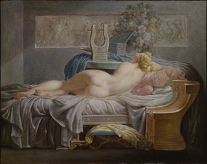 Sappho (630-580 avant JC) - Sappho, af Regnault, Jean Baptiste (1754-1829). Olie på lærred. Mål: 42x53 cm. Nationalmuseum Stockholm
