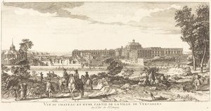 Udsigt over slottet og en del af byen Versailles af Jean Baptiste Rigaud