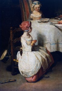 Le Benedicite, ca. 1740, detalje (olie på lærred) af Jean Baptiste Simeon Chardin