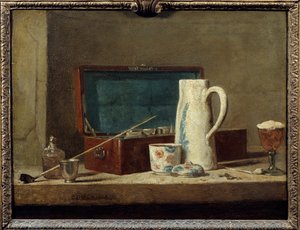 Piber og vase til at drikke eller ryge Maleri af Jean Baptiste Simeon Chardin (1699-1779) 1700-tallet søn. 0,32 x 0,42 m. Paris. Louvre-museet af Jean Baptiste Simeon Chardin