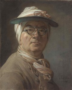 Selvportræt med en øjenskygge, 1775. af Jean Baptiste Simeon Chardin