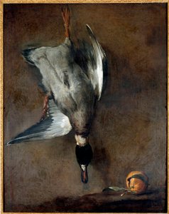 The Dead Duck Maleri af Jean Baptiste Simeon Chardin (1699-1779) Gien fra det 18. århundrede, Musee de la Chasse af Jean Baptiste Simeon Chardin