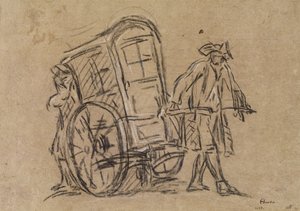 Vinaigretten (kul og kridt på papir) af Jean-Baptiste Simeon Chardin