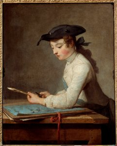 Ung tegneserieskaber udskærer sin blyant. Maleri af Jean Baptiste Simeon Chardin (1699-1779) af Jean Baptiste Simeon Chardin