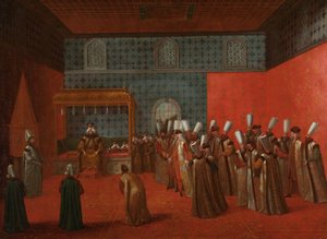 Ambassadør Cornelis Calkoen ved sit publikum med sultan Ahmed III Ambassadør Cornelis Calkoen i audiens med sultan Ahmed III, 14. september 1727 af Jean Baptiste Vanmour