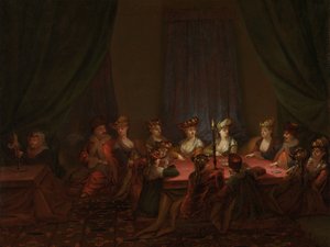 Parti af armeniere, der spiller kort Armensk selskab ved kortspillet af Jean Baptiste Vanmour
