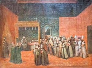 Sultan Ahmed III modtager en europæisk ambassadør, ca. 1725 (olie på lærred) af Jean Baptiste Vanmour