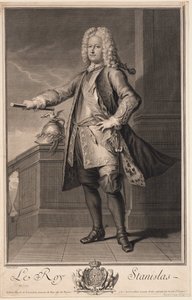 Stanislas Leszczynski (Leczinski), kaldet Beneficenten - Stanislaw I Leszczynski (1677-1766), konge af Polen - Van Loo, Jean Baptiste (1684-1745) - 1705 - Kobberstik - 53,5x33 - Privat samling
