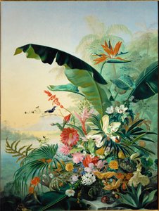 Eksotiske blomster (maleri på lærred) af Jean Benner-Fries