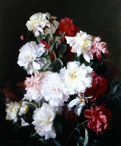 Stilleben af blomster (olie på lærred)