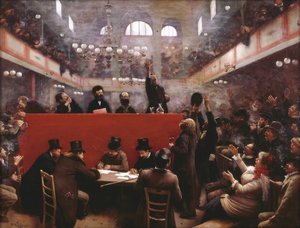Ved Graffard Mødehal Møde i Graffard Hall, 1884 af Jean Beraud