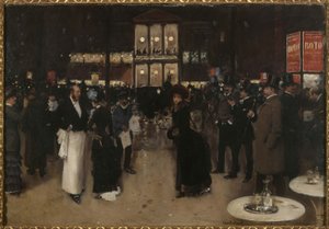 Boulevard Montmartre om natten, foran Théâtre des Variétés, ca. 1885 (olie på lærred) af Jean Beraud