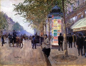 Hailing a Cab af Jean Beraud