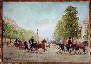 La promenade aux Champs-Elysees Maleri af Jean Beraud (1849-1935) 1800-tallet. Dim 0,38 x 0,55 m Paris, Musee Carnavalet af Jean Beraud