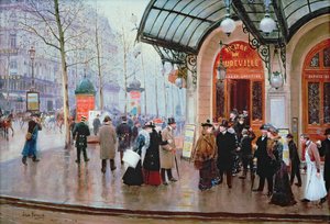 Uden for Vaudeville Theatre, Paris af Jean Beraud